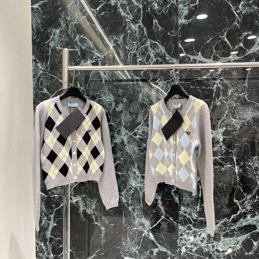 P 25fw diamond knit cardigan