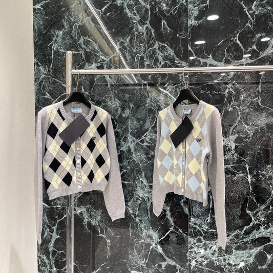 P 25fw diamond knit cardigan