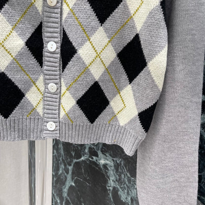 P 25fw diamond knit cardigan