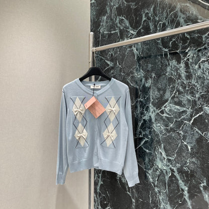 M 25fw diamond round neck knitted cardigan