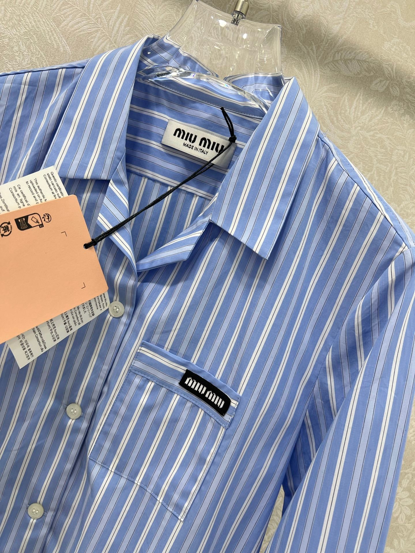 M 25 New Lapel Blue Striped Shirt