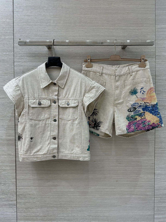 D 25 Souvenir City Limited Edition Denim Vest and Shorts Set