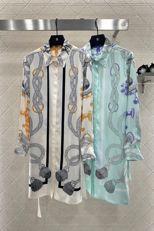 He 25 Printed belt shirt dress
