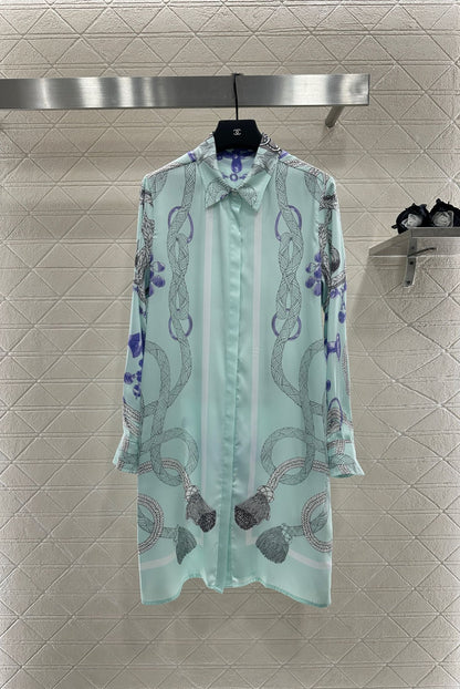 He 25 Printed belt shirt dress