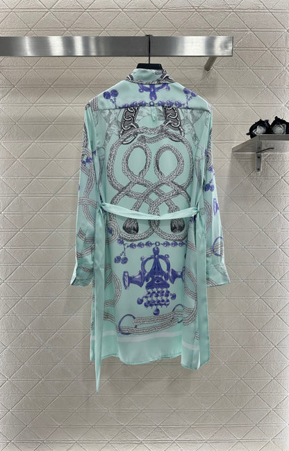 He 25 Printed belt shirt dress