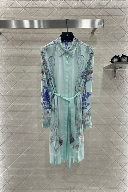 He 25 Printed belt shirt dress
