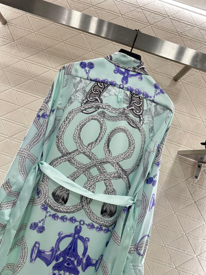 He 25 Printed belt shirt dress
