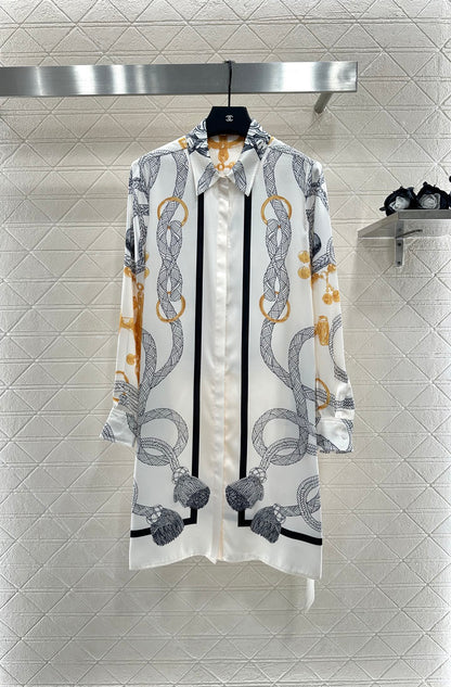 He 25 Printed belt shirt dress