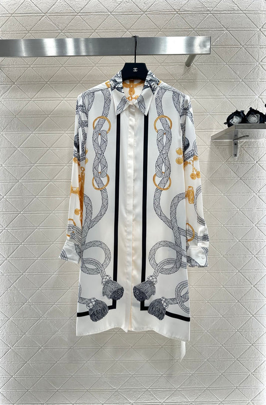He 25 Printed belt shirt dress
