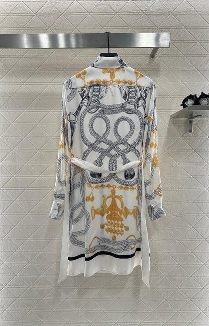 He 25 Printed belt shirt dress