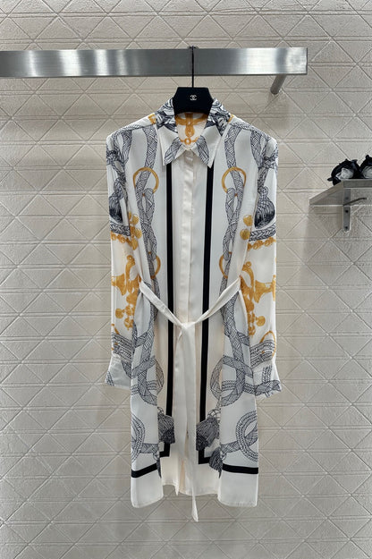 He 25 Printed belt shirt dress
