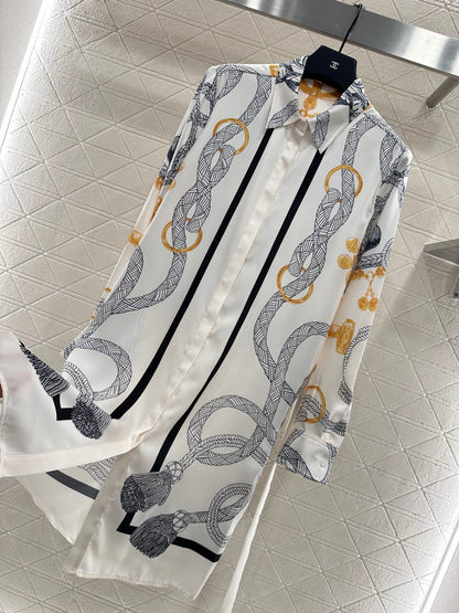 He 25 Printed belt shirt dress