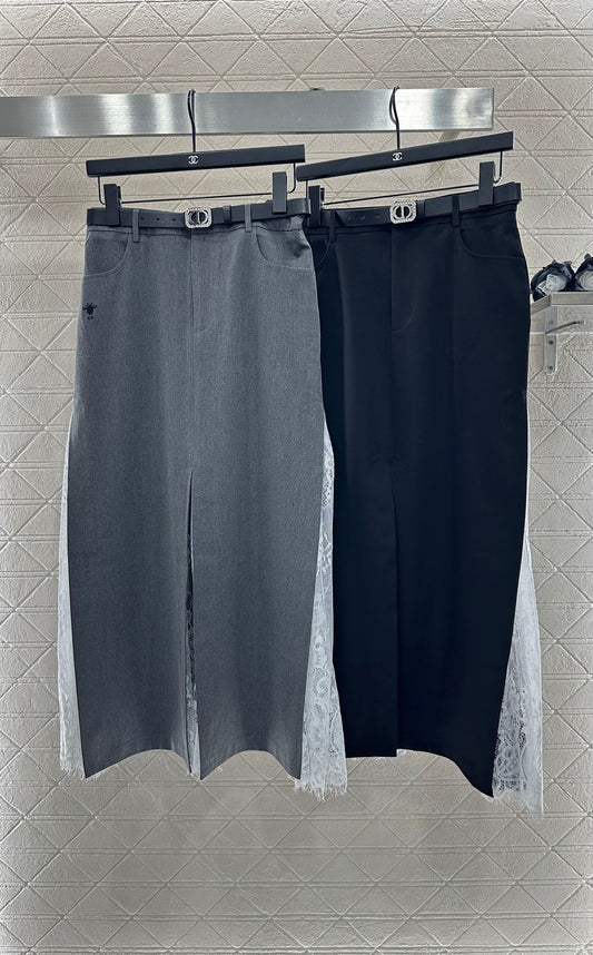 D 25 High-waisted lace paneled skirt