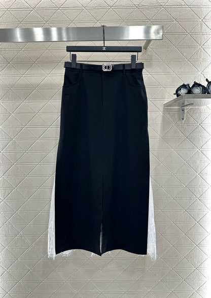 D 25 High-waisted lace paneled skirt