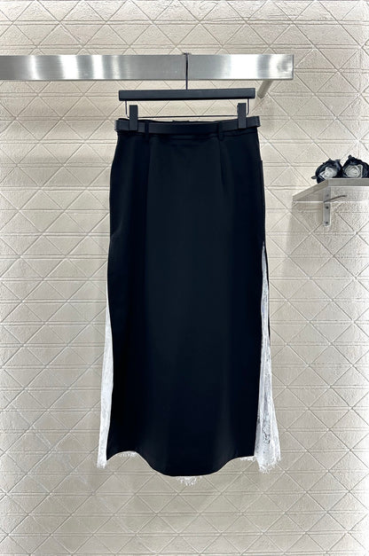 D 25 High-waisted lace paneled skirt