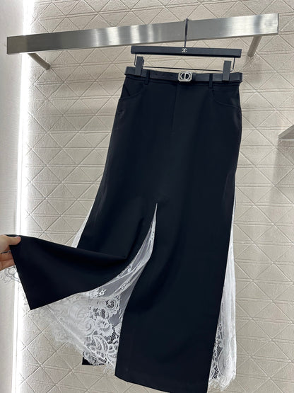 D 25 High-waisted lace paneled skirt
