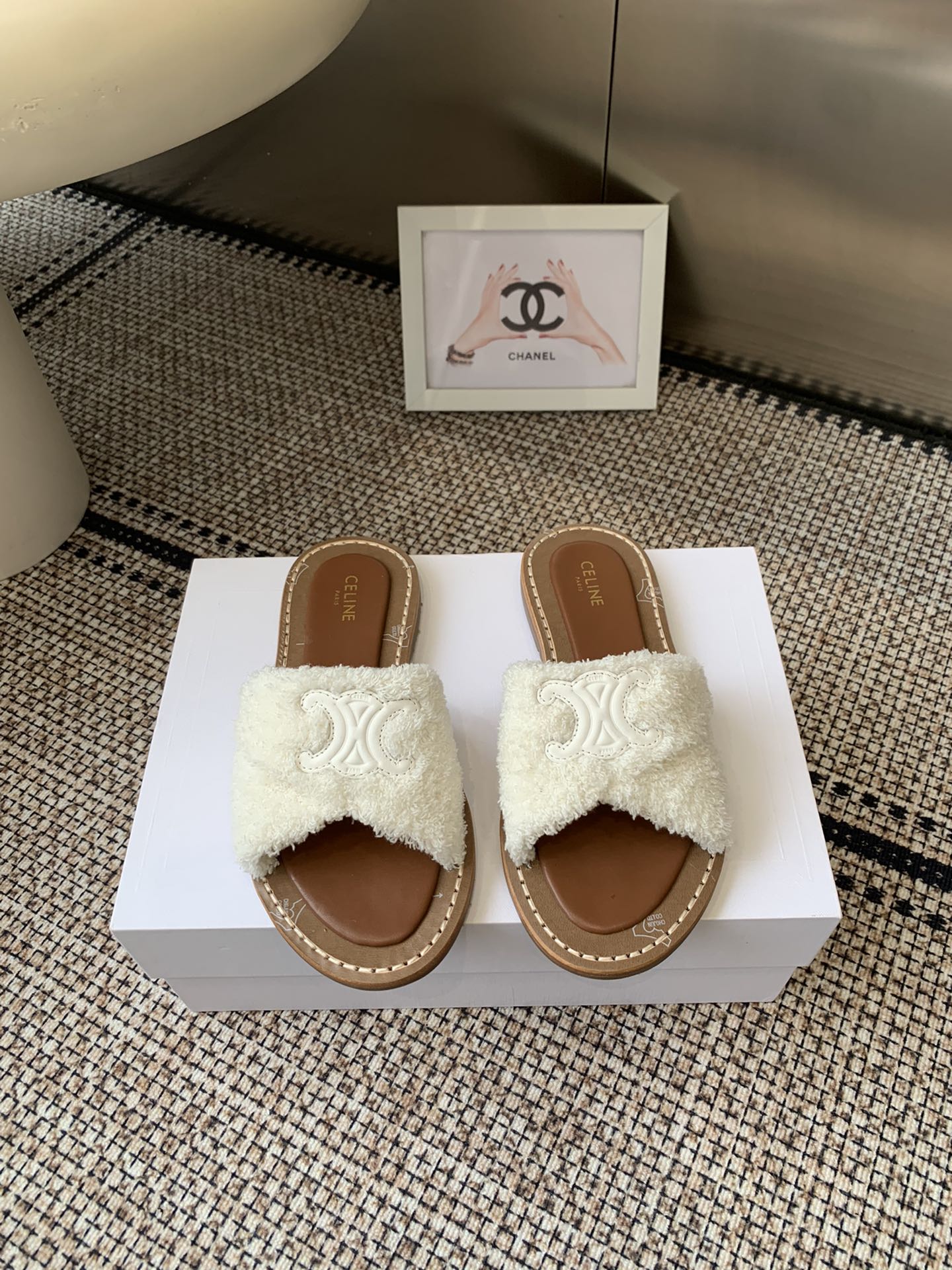 Ce 25ss New British-Style Flat Wool Slippers