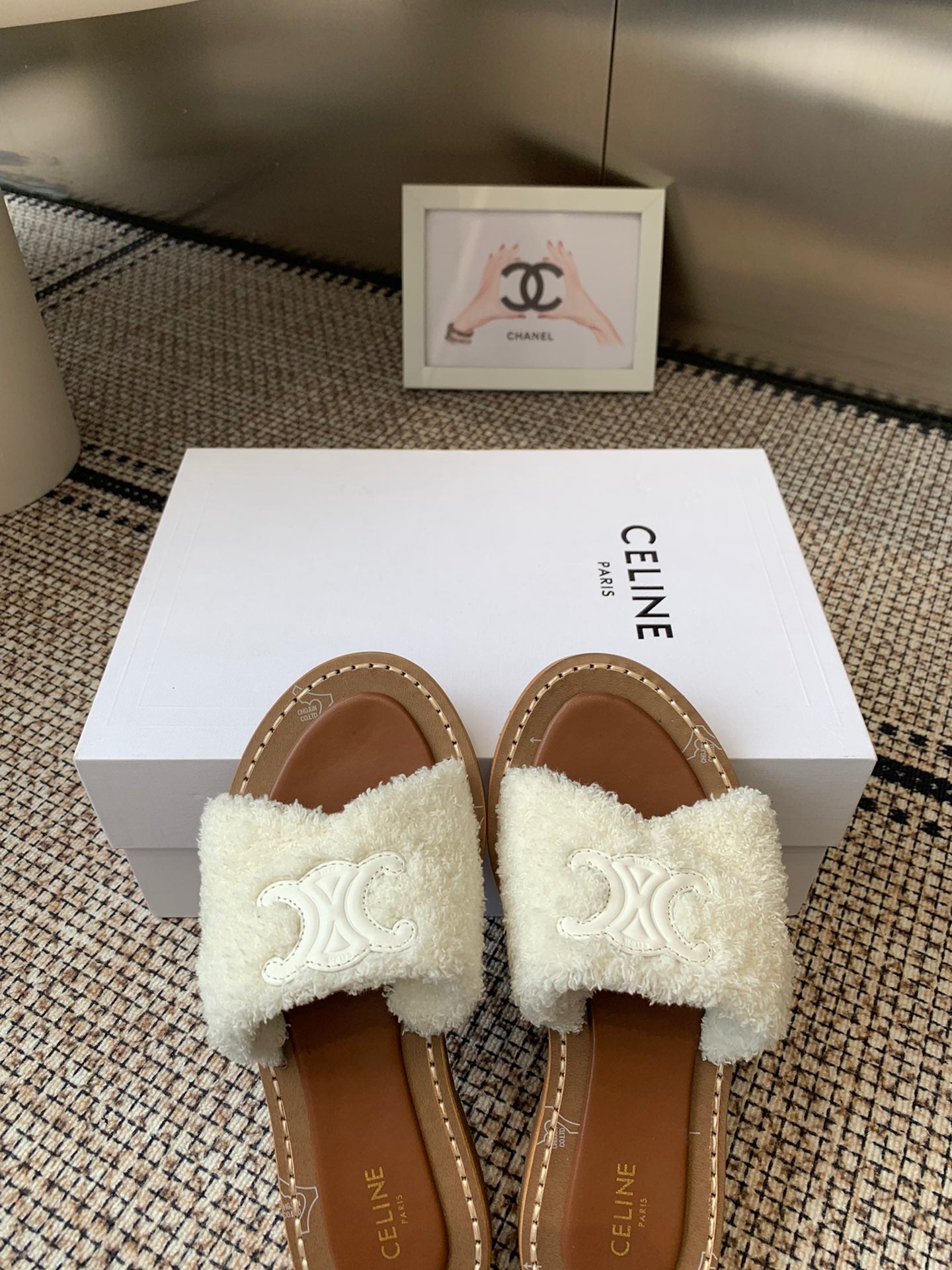 Ce 25ss New British-Style Flat Wool Slippers