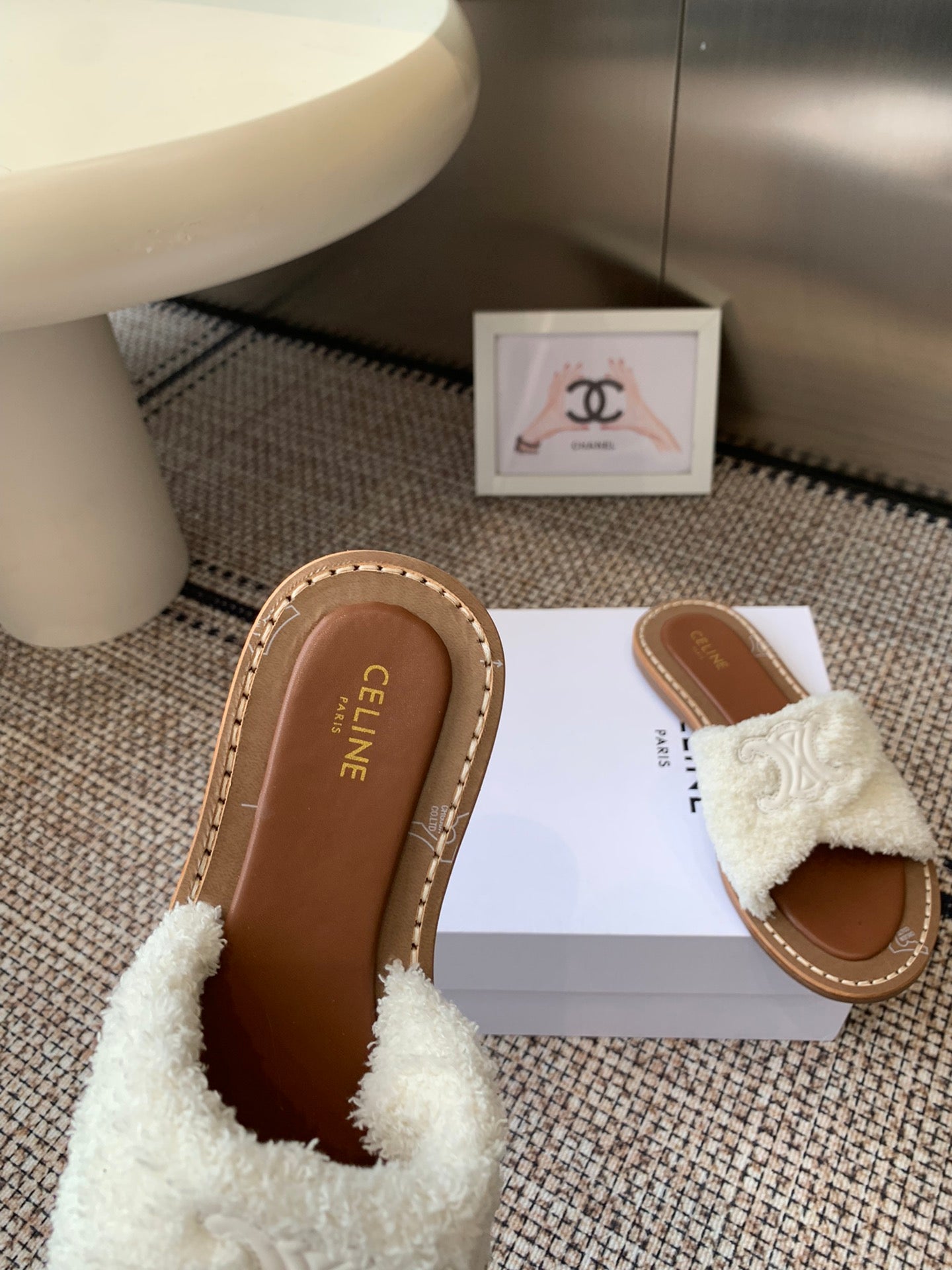 Ce 25ss New British-Style Flat Wool Slippers