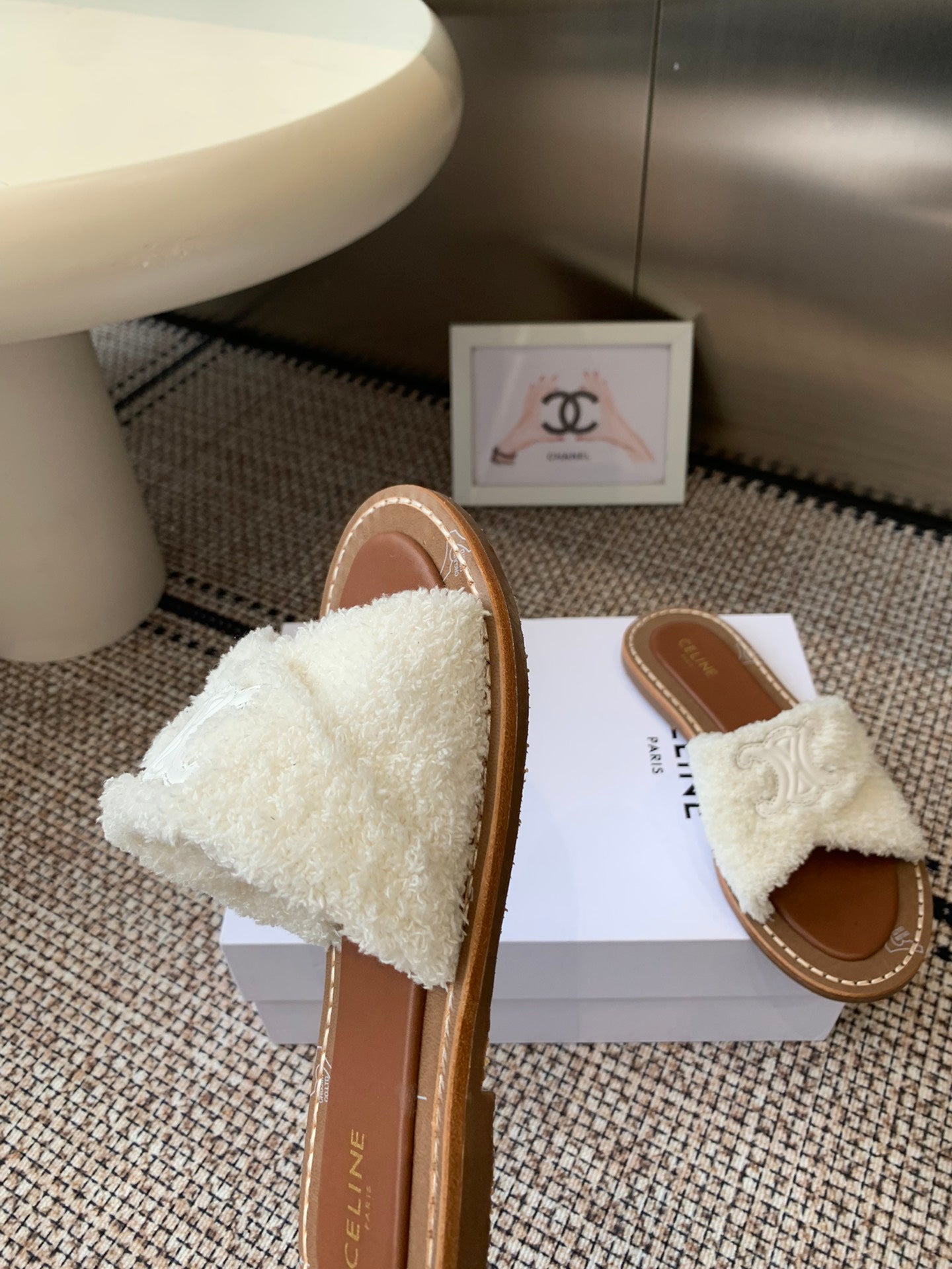 Ce 25ss New British-Style Flat Wool Slippers