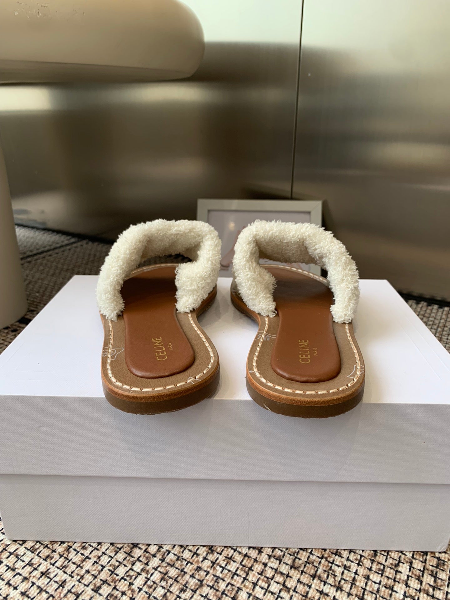 Ce 25ss New British-Style Flat Wool Slippers