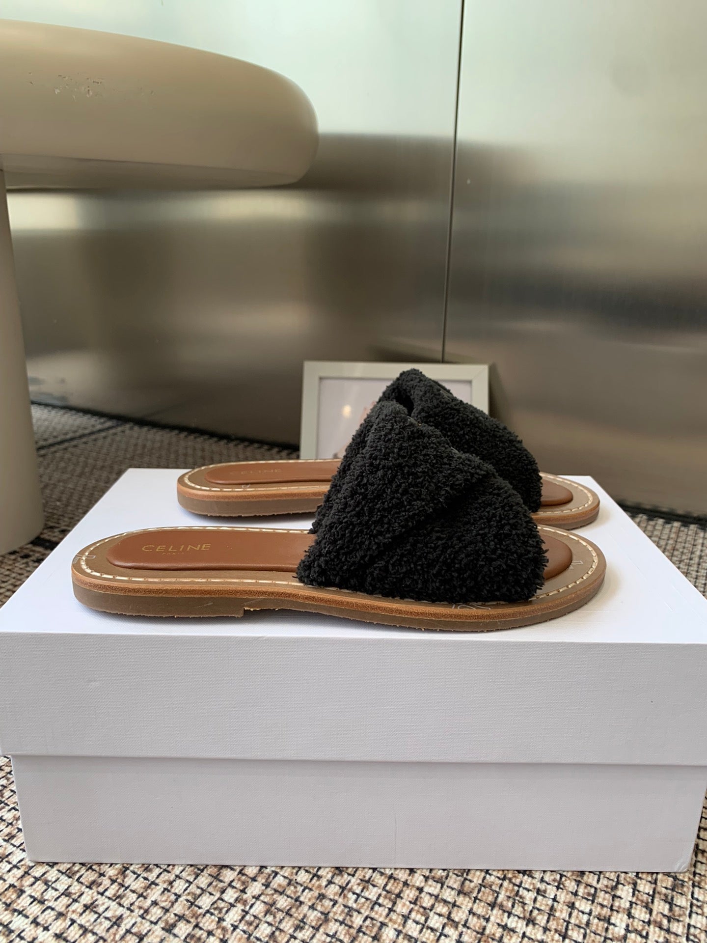 Ce 25ss New British-Style Flat Wool Slippers