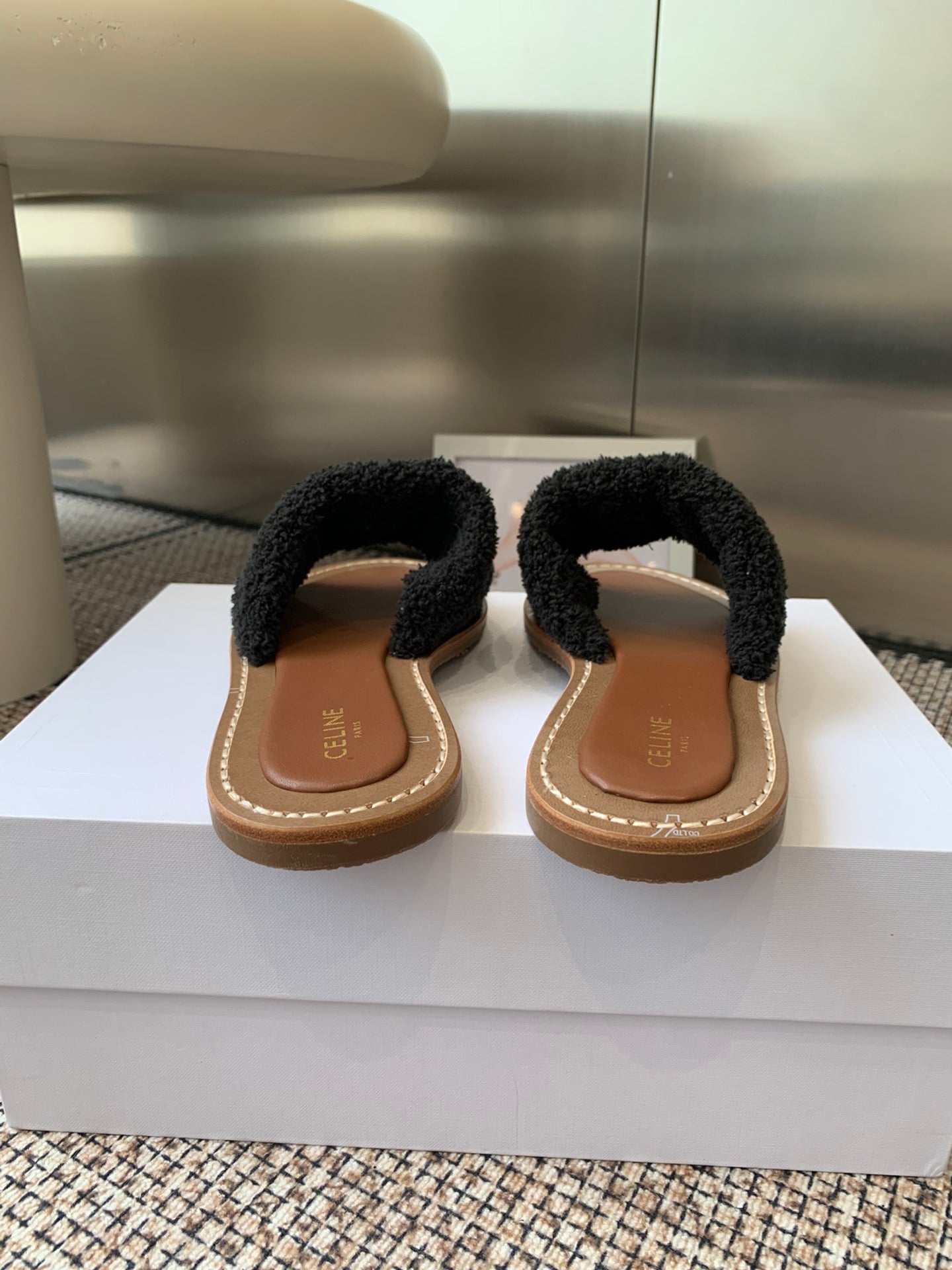 Ce 25ss New British-Style Flat Wool Slippers