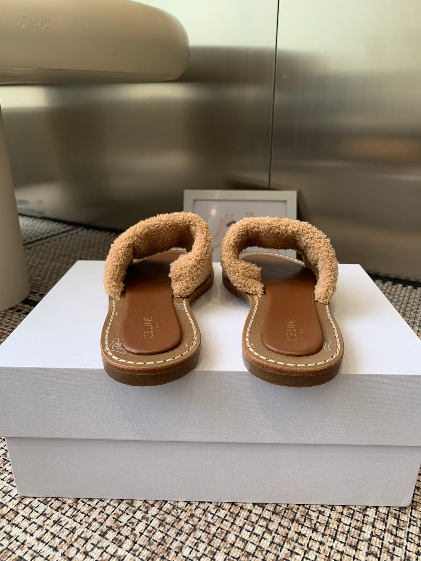 Ce 25ss New British-Style Flat Wool Slippers