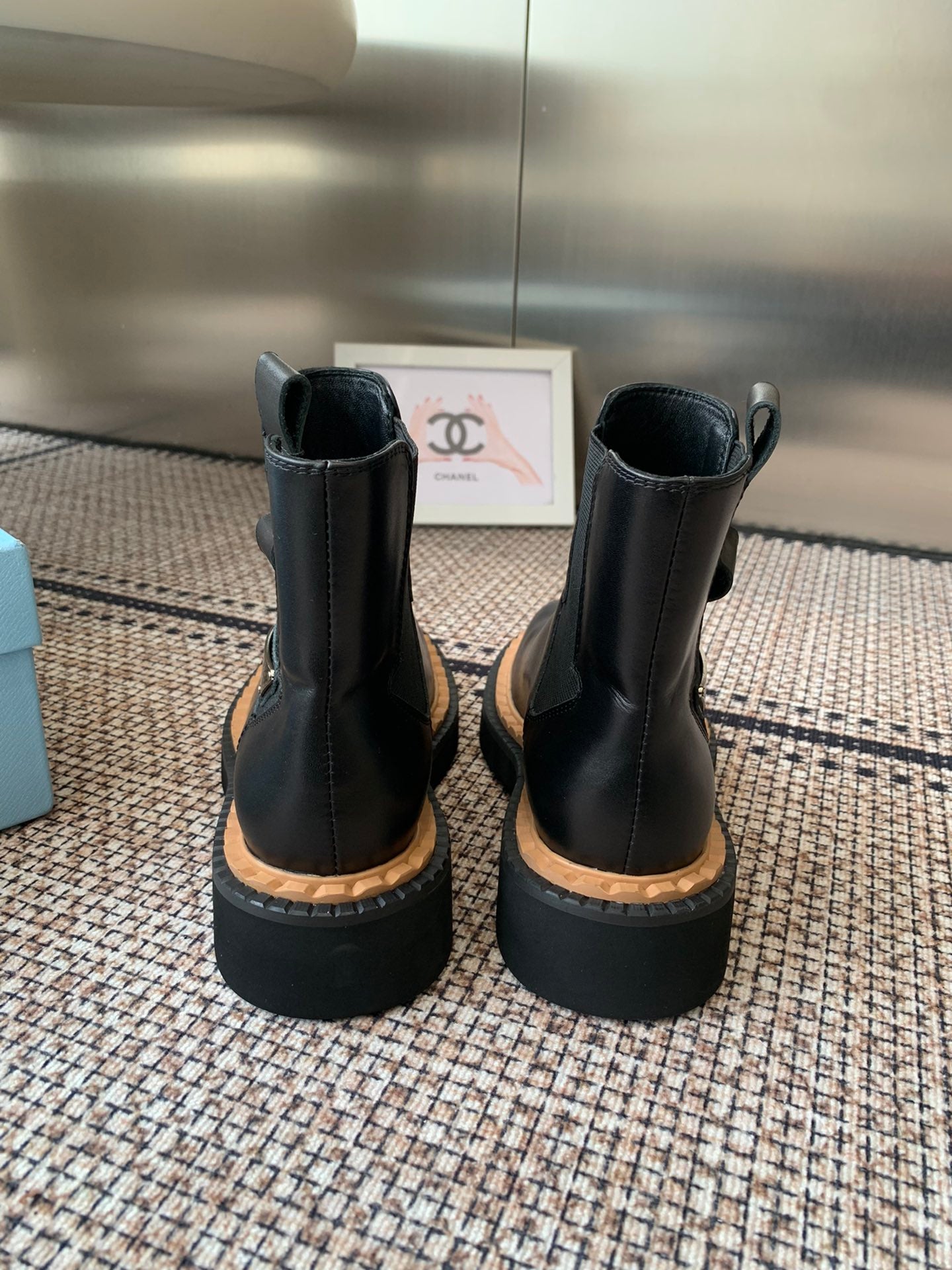 Pra 25fw Classic matte black triangle ankle boots