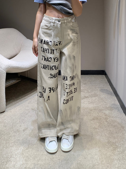 C 25fw Graffiti Lettering Straight-Leg Jeans