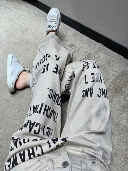 C 25fw Graffiti Lettering Straight-Leg Jeans
