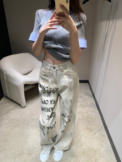 C 25fw Graffiti Lettering Straight-Leg Jeans