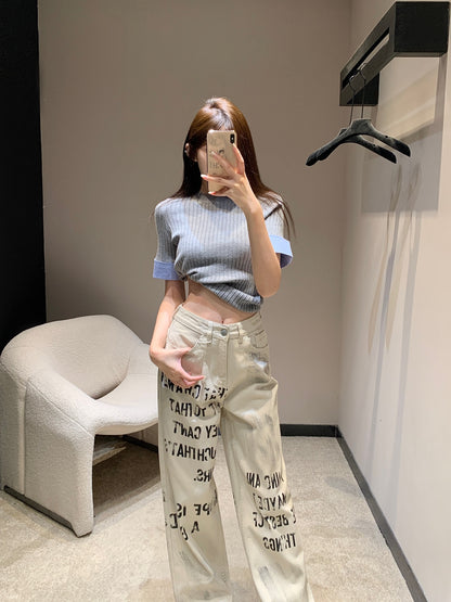 C 25fw Graffiti Lettering Straight-Leg Jeans