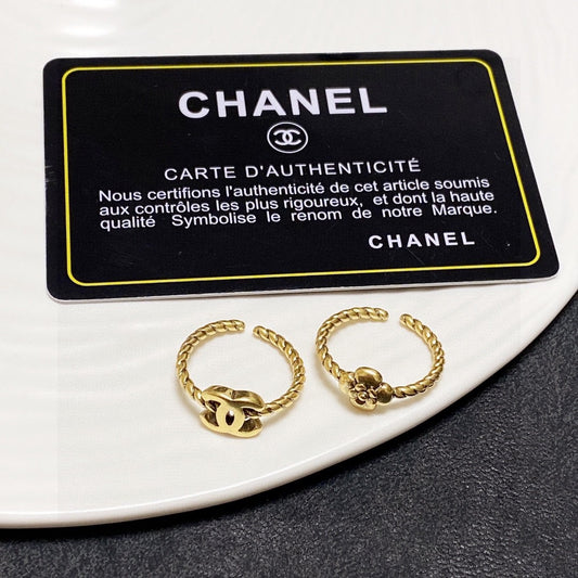 C 25 Simple logo + flower ring set