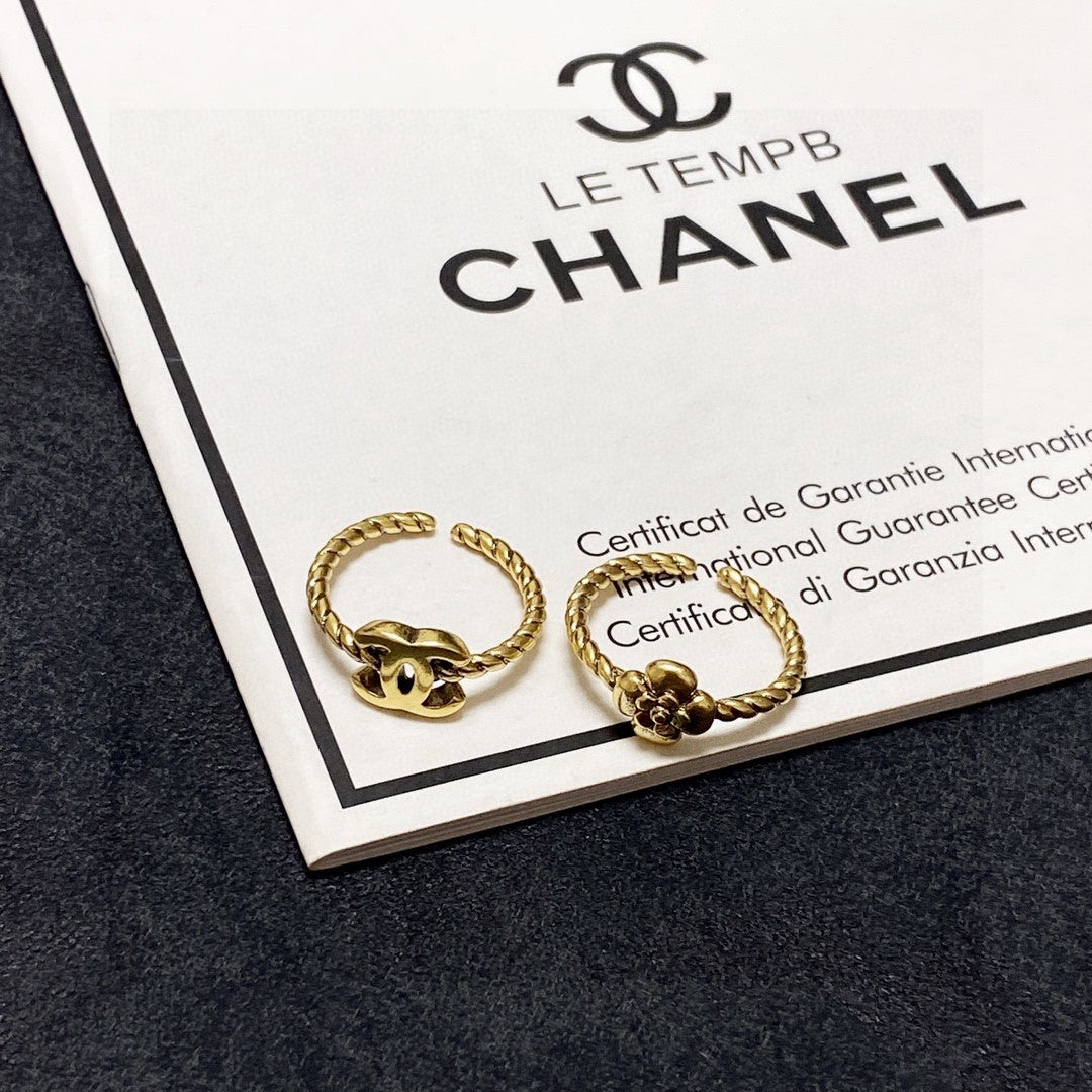 C 25 Simple logo + flower ring set