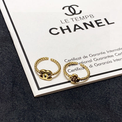 C 25 Simple logo + flower ring set