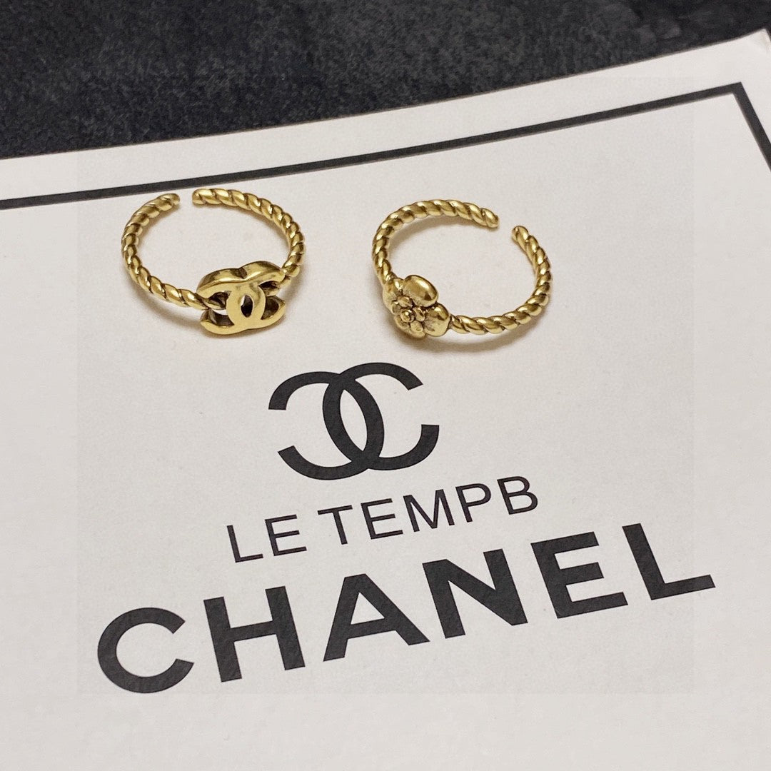 C 25 Simple logo + flower ring set