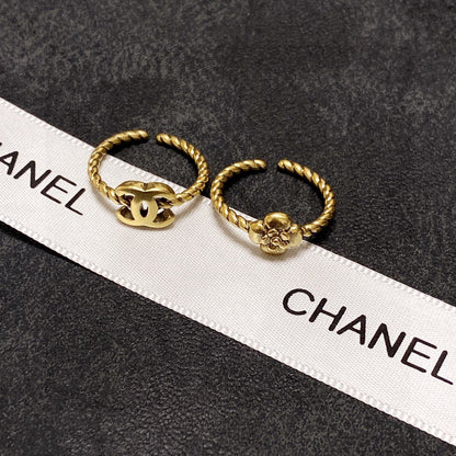 C 25 Simple logo + flower ring set