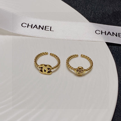 C 25 Simple logo + flower ring set