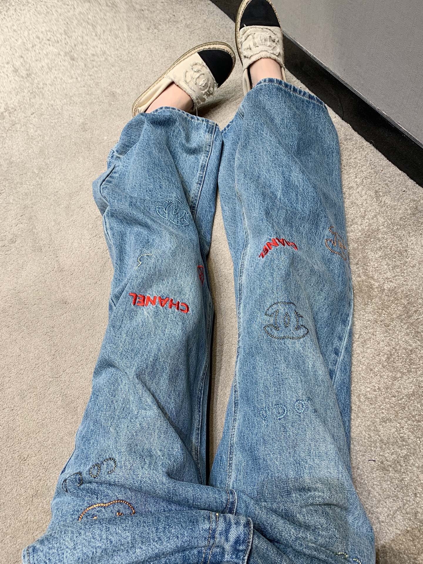 C 25Fw new embroidered letter logo jeans