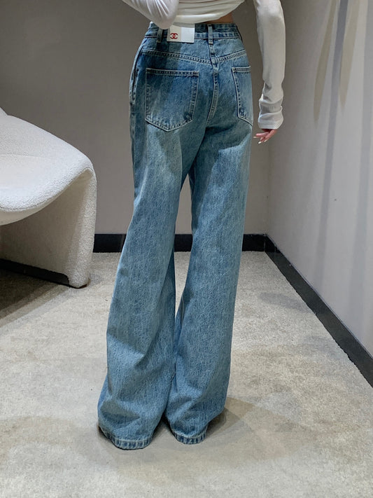 C 25Fw new embroidered letter logo jeans