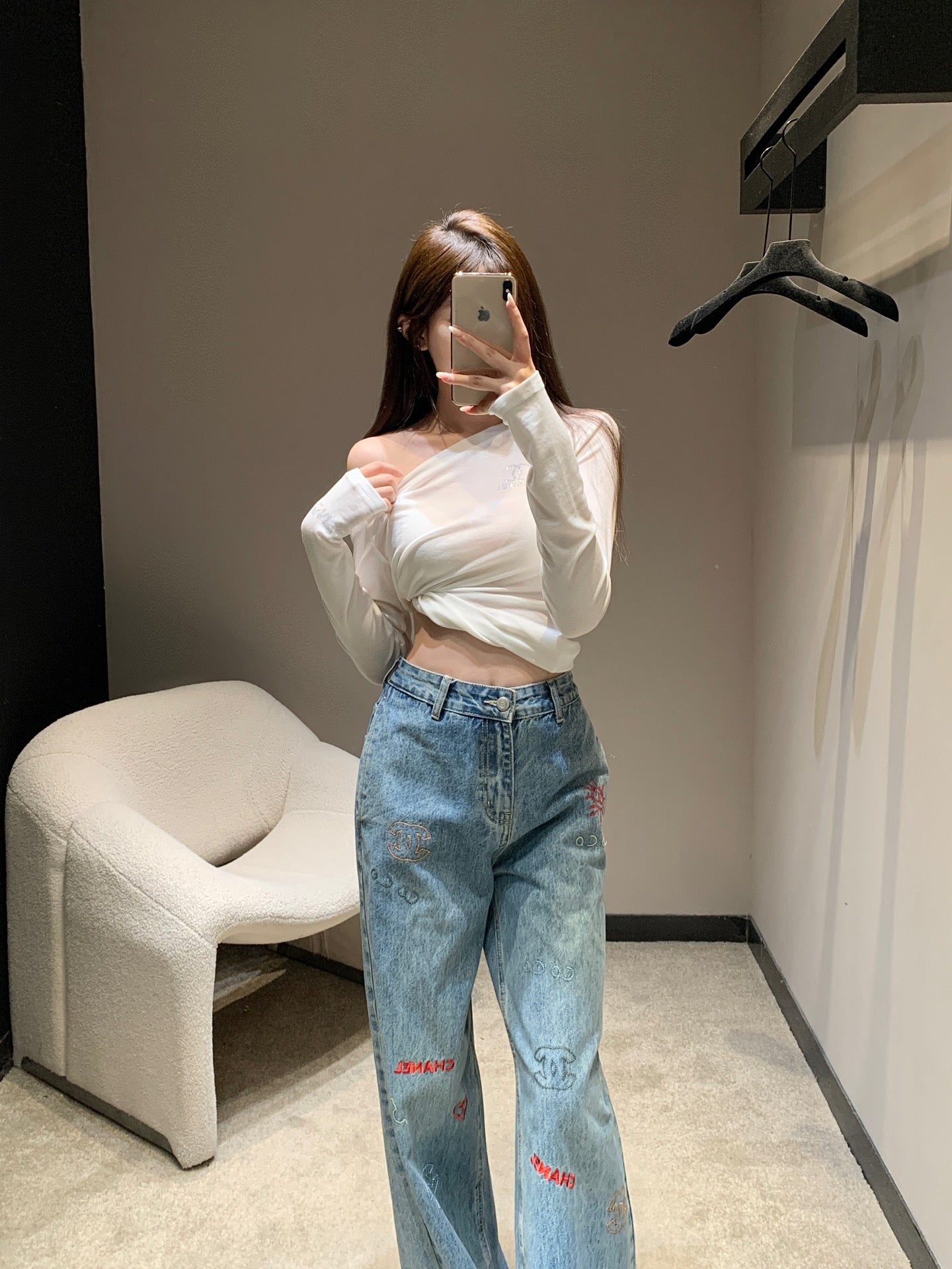C 25Fw new embroidered letter logo jeans