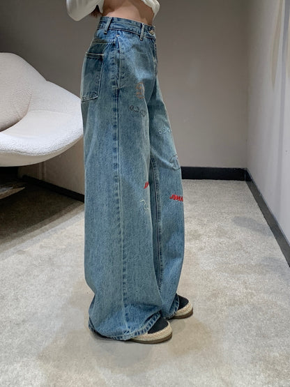 C 25Fw new embroidered letter logo jeans