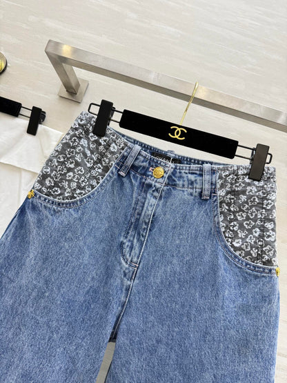 C 25 Printed washed jeans