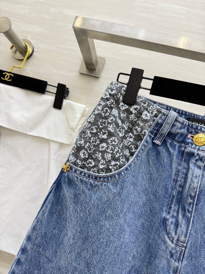 C 25 Printed washed jeans