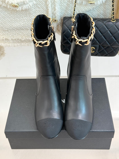 C 25Bfw Runway Style Diamond Chain High Heel Ankle Boots(BLACK/WHITE/YELLOW)