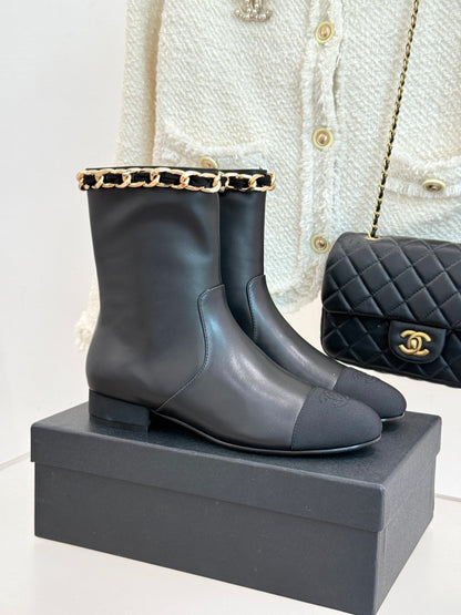 C 25Bfw Runway Style Diamond Chain High Heel Ankle Boots(BLACK/WHITE/YELLOW)