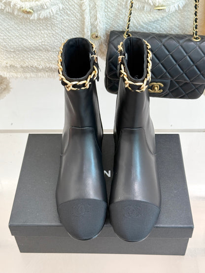 C 25Bfw Runway Style Diamond Chain High Heel Ankle Boots(BLACK/WHITE/YELLOW)