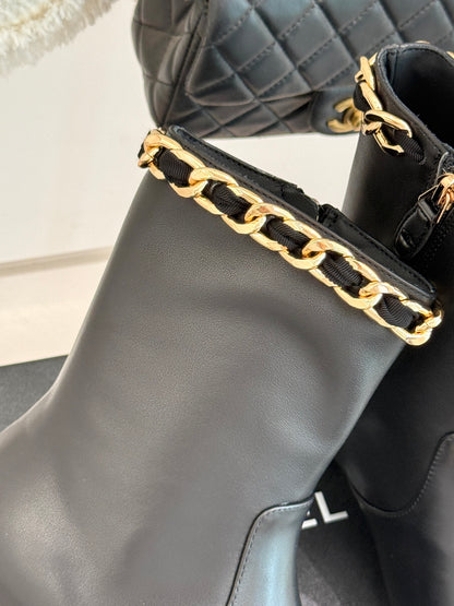 C 25Bfw Runway Style Diamond Chain High Heel Ankle Boots(BLACK/WHITE/YELLOW)