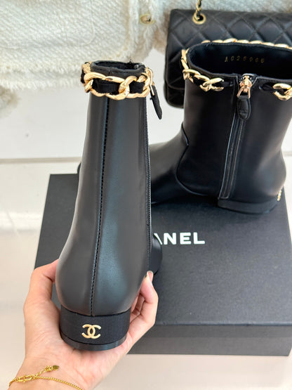 C 25Bfw Runway Style Diamond Chain High Heel Ankle Boots(BLACK/WHITE/YELLOW)